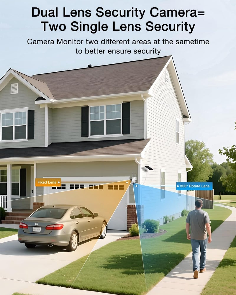 ANRAN Dual-Lens Solar Security Camera, 3MP Wireless Outdoor Camera for Home Security, 100% Wire-Free with Solar Panel, Color Night Vision, Motion Detection, 2.4GHz WiFi, IP66 Weatherproof - Image 3